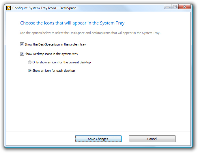 DeskSpace 1.5.8 - Configure System Tray Icons