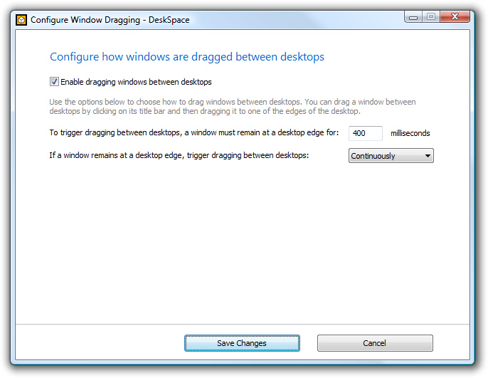 DeskSpace 1.5.8 - Configure Window Dragging