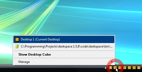 DeskSpace 1.5.8 - System Tray Desktop Menu