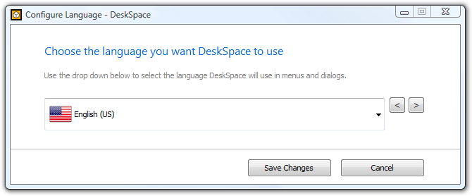 DeskSpace 1.5.8 Configure Language