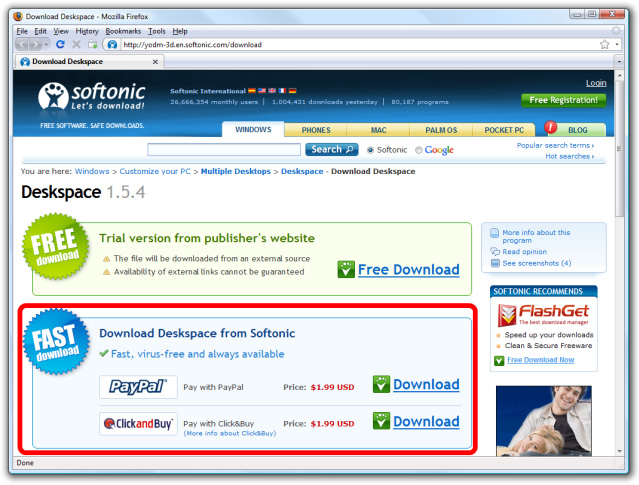 Softonic Download Scam.