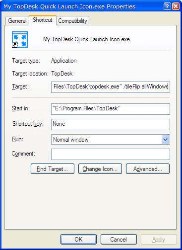 TopDesk Quick Launch Shortcuts.