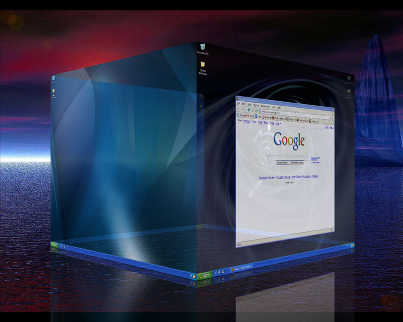 Yodm virtual desktop manager featuring the cube 3d effect for xp