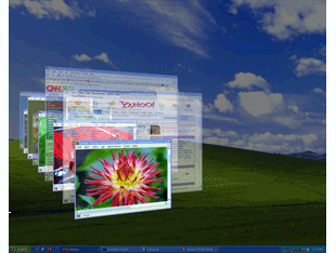 With TopDesk, you can display window thumbnails in a Flip3D-like layout.