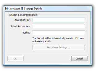 Amazon S3 settings;