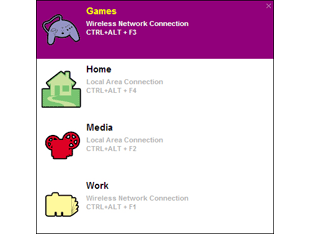 NetSet lets you quickly select the network settings you want to use from a pop-up list.