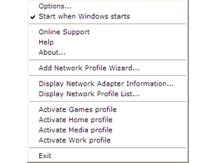 You can change network settings and view network adapter IP configuration information by right-clicking on the NetSet icon in the system tray.