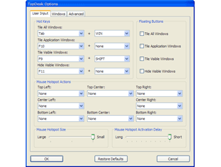 You can configure the user inputs used to display window thumbnails.